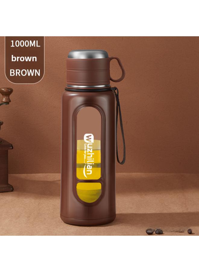 بيوينتي Super Large Capacity Glass Cup Double-layer Anti-fall High Temperature Resistant Tea Water Separation Cup Men's Portable Plastic Glass Cup