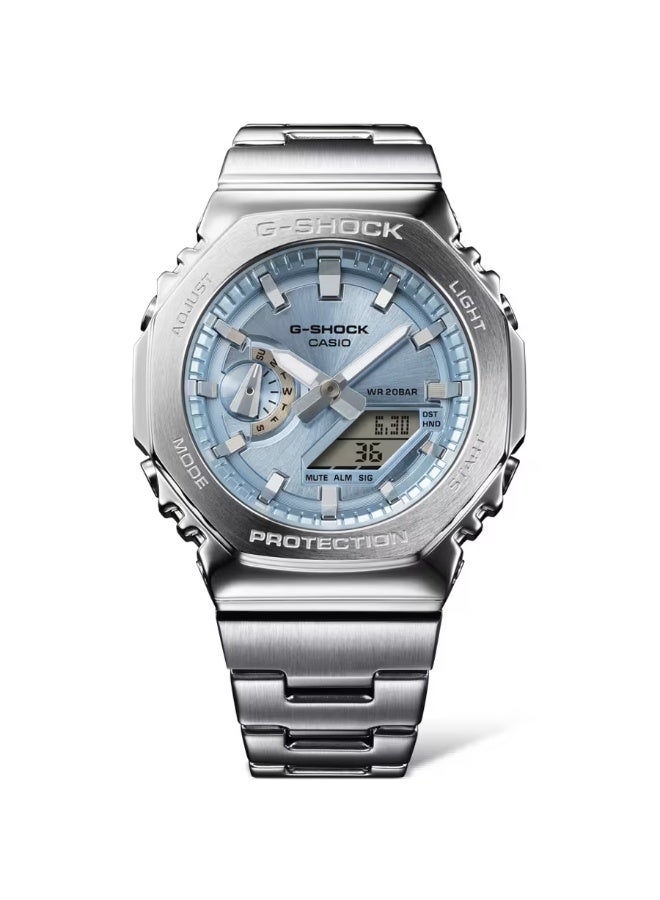 CASIO ساعة كاسيو جي-شوك GM-2110D-2A للرجال بتقنية الأنالوج والديجيتال من الفولاذ المقاوم للصدأ مقاومة للماء حتى 200 متر بقرص أزرق - Image 3