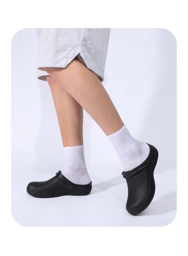 Surgical shoes, chef shoes, unisex fully enclosed breathable shoes, protective shoes, suitable for doctors, nurses, chefs and laboratory staff, non-slip sandals (black). - Image 2