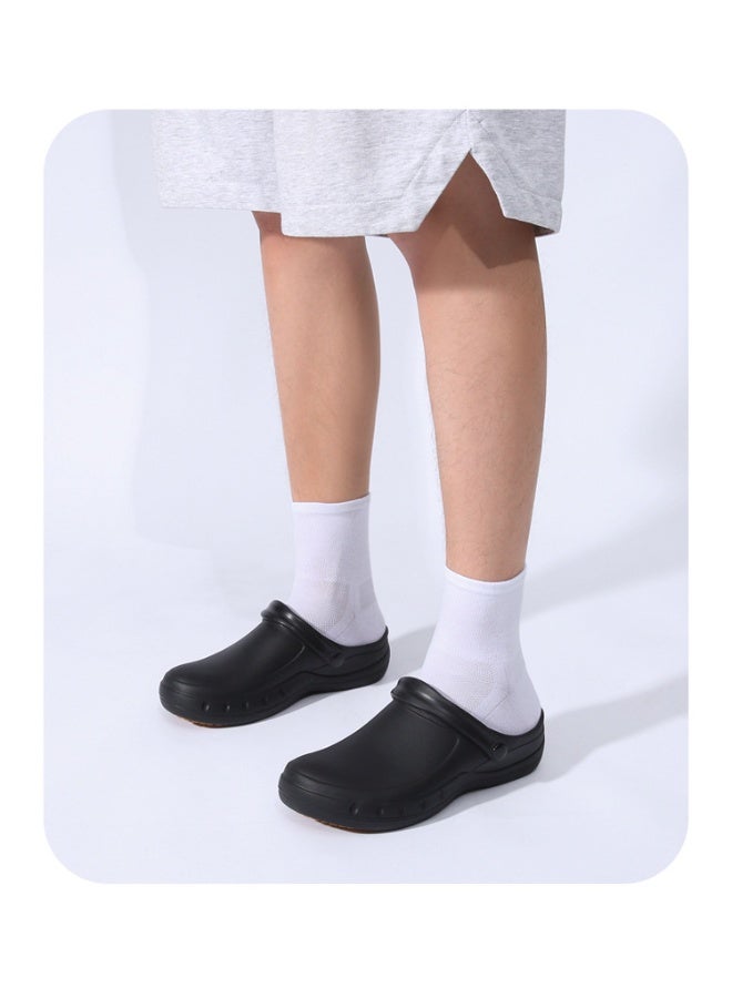 Surgical shoes, chef shoes, unisex fully enclosed breathable shoes, protective shoes, suitable for doctors, nurses, chefs and laboratory staff, non-slip sandals (black). - Image 3