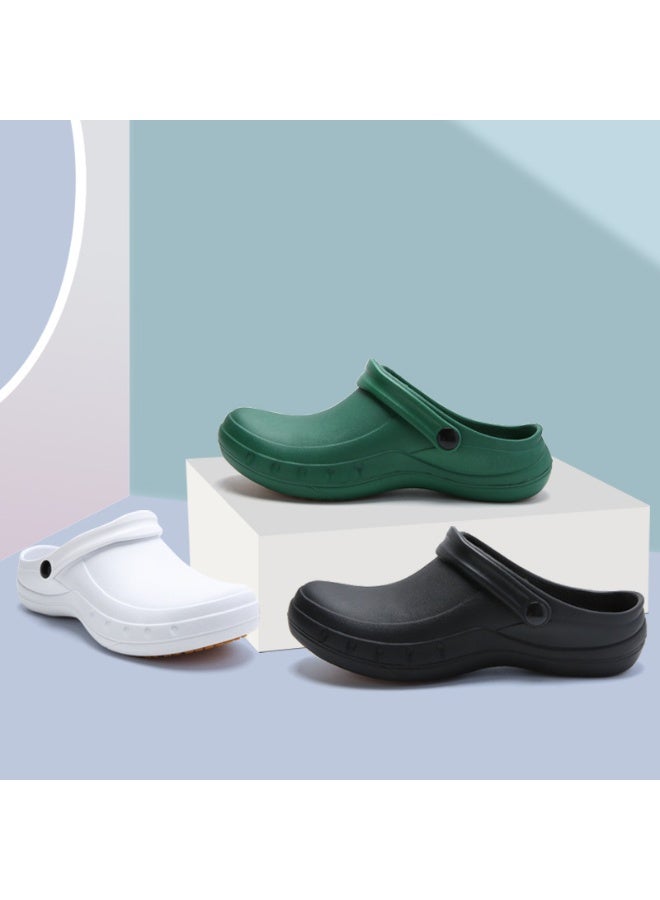 Surgical shoes, chef shoes, unisex fully enclosed breathable shoes, protective shoes, suitable for doctors, nurses, chefs and laboratory staff, non-slip sandals (black). - Image 4