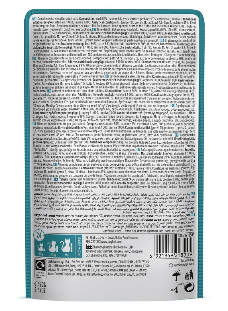 Cat Fest CatFest Duck with Salmon in Tender Jelly, Omega-3 Rich Wet Cat Food, Grain-Free, 70g Pouch  - Image 2