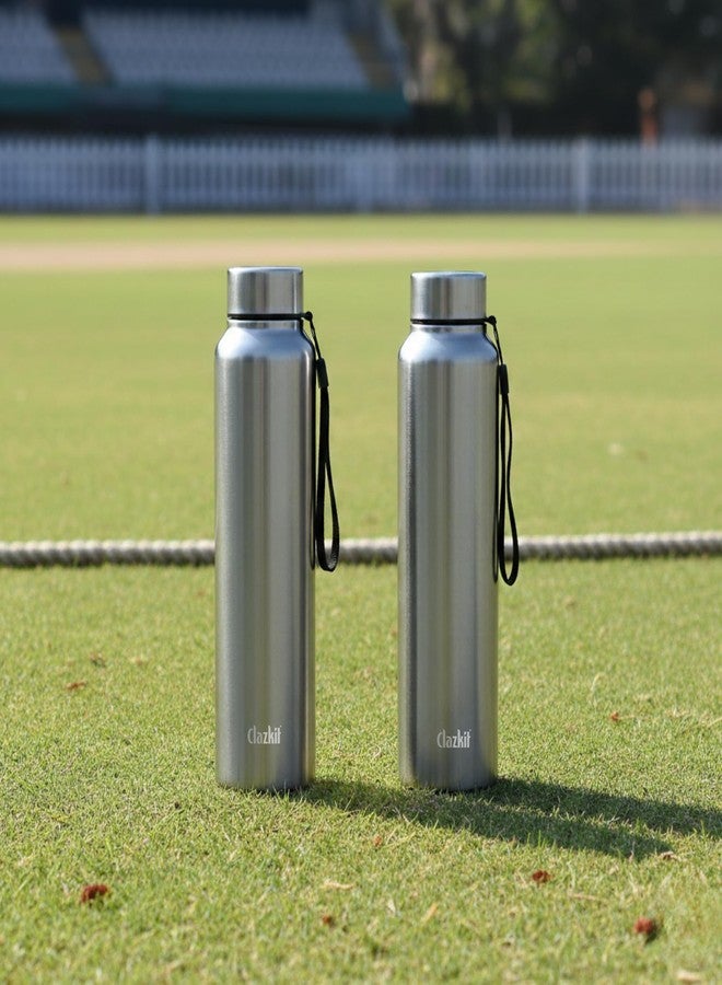 Clazkit Amaze Pro Classic 1000ml Sporty Stainless Steel Water Bottle Set of 2 |ISI Certified|SLeakproof,Rust-Free,BPA-Free,Durable for College,Fridge,Sports,Gym,Yoga & Office–Easy to Clean & Reusable - Image 1