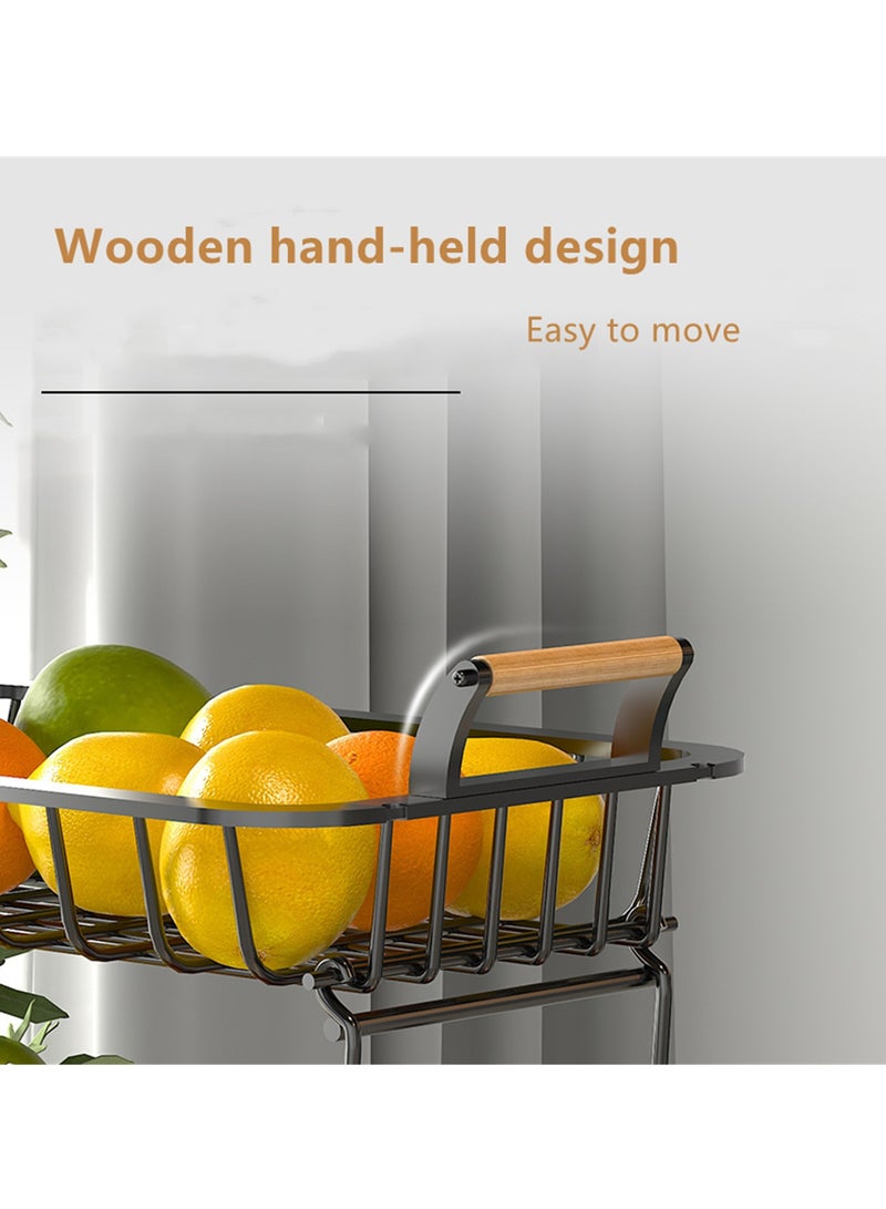 نوفولان صناديق تخزين الفاكهة، صندوق تخزين المطبخ، طبقتين، رف الفاكهة، رف الخضروات، سلة تخزين الفاكهة والخضروات القابلة للفصل ذات الطبقتين، رف تخزين الفاكهة المنزلي - Image 5