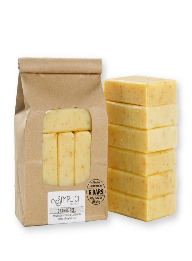 Simplici Orange Peel Natural Soap (exfoliating + pure essential oils) 6 Bar Value Bag. Palm Free. - Image 1