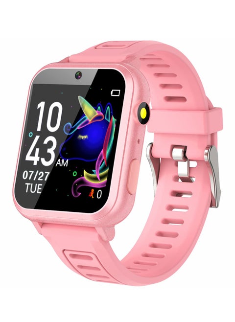 Kids Smart Watch, Smart Game Watch with 24 Games, HD Touch Screen, Video, Camera, Music Player, Pedometer, Flashlight, Alarm Clock,  Kids Watches for 5-12 Year Olds Boy/Girl (Pink)