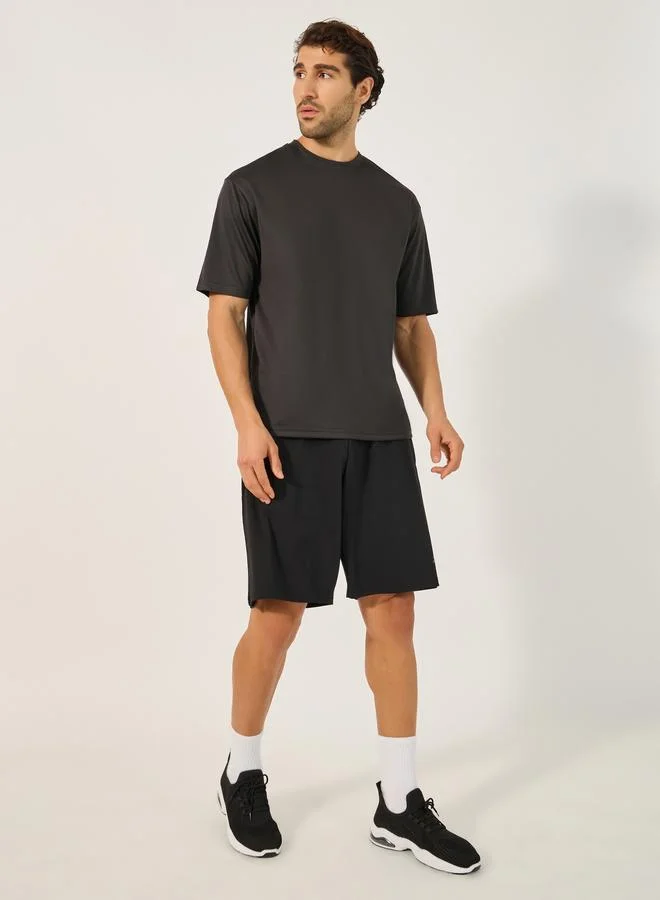ستايلي Styli Slogan Print Round Neck Oversized Training T-Shirt