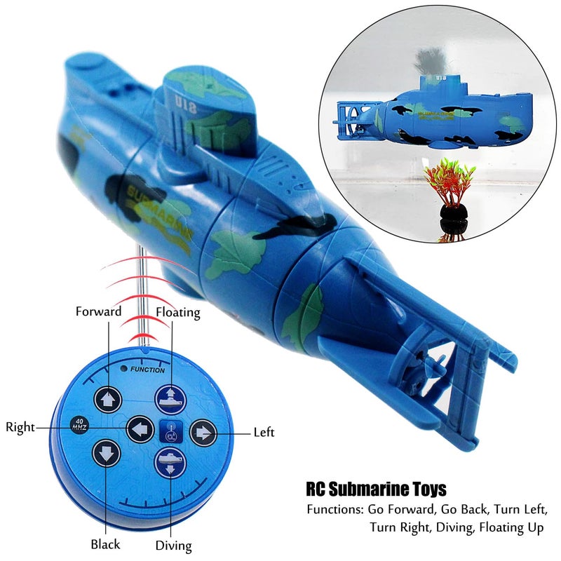 Tipmant Mini RC Submarine Toys Remote Control Boat Electric Swim Diving Fish Tank Water Tube Kids Birthday Gifts Blue - Image 3