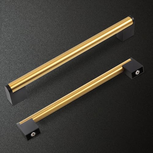 FULGENTE Brushed Square Cabinet Handle Stainless Steel Drawer Pulls for Kitchen Bathroom Bedroom Furniture Cupboard Cabinet Door Hole Spacing: 7-1/2" (192mm), Brushed Brass 10 Pack - Image 4