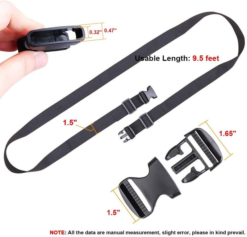 SHOPEE 9.5ft Tie Down Straps, Heavy Duty Lashing Straps up to 600lbs，Adjustable Cam Buckle Tie-Down Straps for Motorcycle, Cargo, Trucks,Trailer,Luggage- Black 2 Pack - Image 2