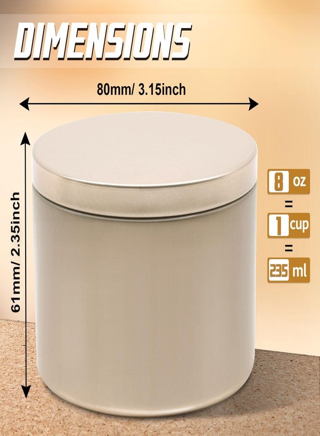 YJHSS Candle Tins 8 OZ, Set of 24 Premium Matte Full Rose Gold Candle Jars for Candle Making, 8oz Candle Tin with Lids for Candle Making, Bulk Empty Candle Containers for Small Business - Gold - Image 2