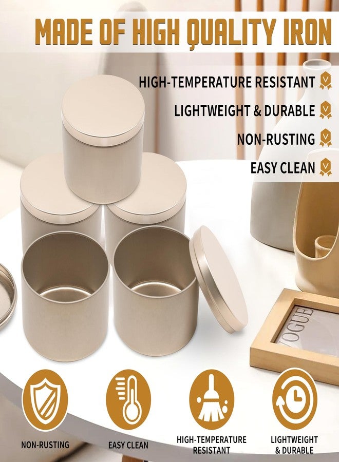 YJHSS Candle Tins 8 OZ, Set of 24 Premium Matte Full Rose Gold Candle Jars for Candle Making, 8oz Candle Tin with Lids for Candle Making, Bulk Empty Candle Containers for Small Business - Gold - Image 3