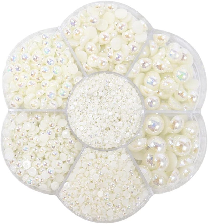 klarako 2800Pcs Half Pearl Flatback Beads Flat Back Loose Bead for Jewelry Nail Art Making  milky white - Image 4