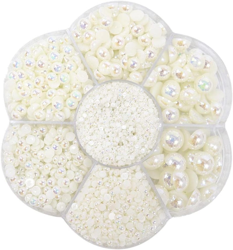 klarako 2800Pcs Half Pearl Flatback Beads Flat Back Loose Bead for Jewelry Nail Art Making  milky white - Image 1