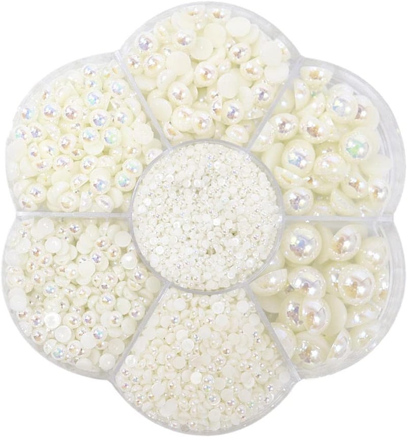 klarako 2800Pcs Half Pearl Flatback Beads Flat Back Loose Bead for Jewelry Nail Art Making  milky white - Image 5