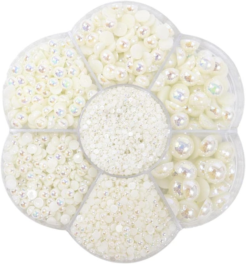 klarako 2800Pcs Half Pearl Flatback Beads Flat Back Loose Bead for Jewelry Nail Art Making  milky white - Image 3