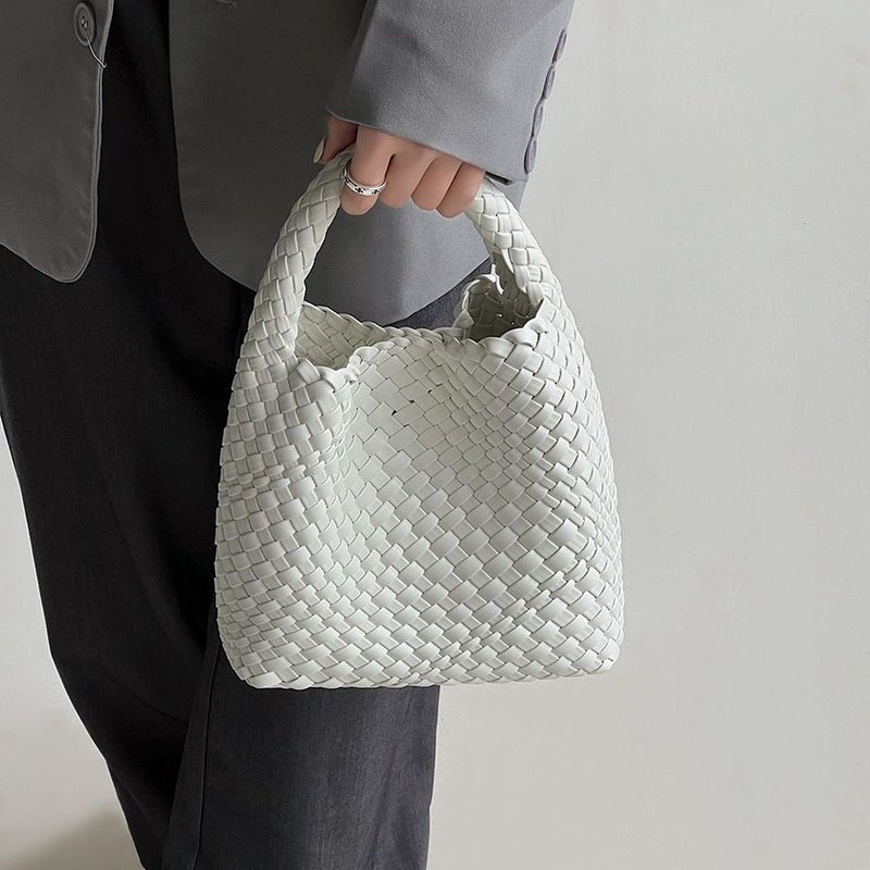 Hand-Woven Bucket Bag for Women 2024 New Genuine Leather Women''s Bag Small Tote Bag Satchel Shoulder Crossbody Bag Versatile - Image 1