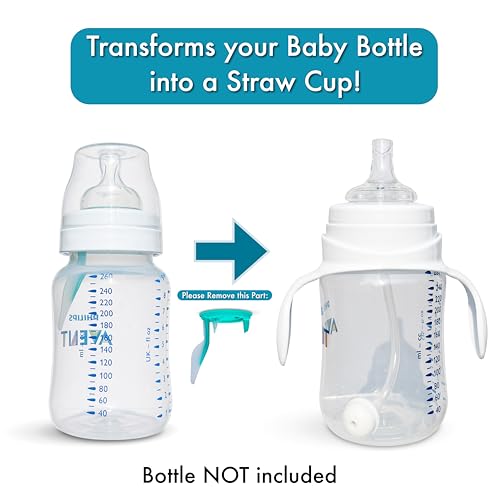 BelBeyo Straw Cup Conversion Kit for Philips Avent Anti-Colic Baby Bottles 2-Count, Food Grade Silicone Straw Nipples, Weighted Straw, Bottle Handles and Straw Cleaning Brush, BPA-Free, 6+ Months (Straw Kit) - Image 4