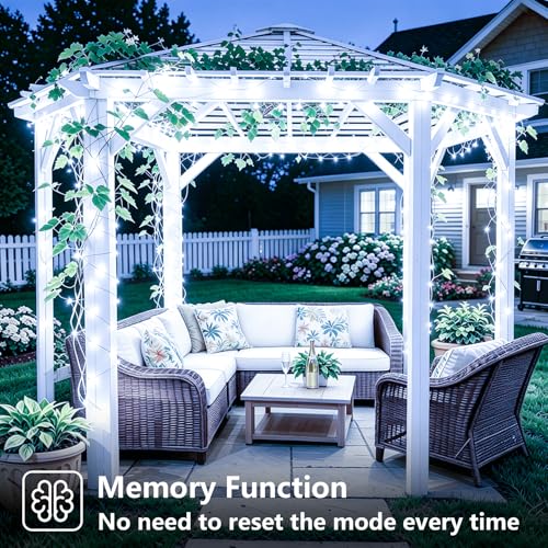 YEGUO 4 Pack White Solar Fairy Lights, Each 33ft 100 LED Christmas Lights Outdoor Waterproof, 8 Modes Sliver Wire Solar String Lights - Image 4