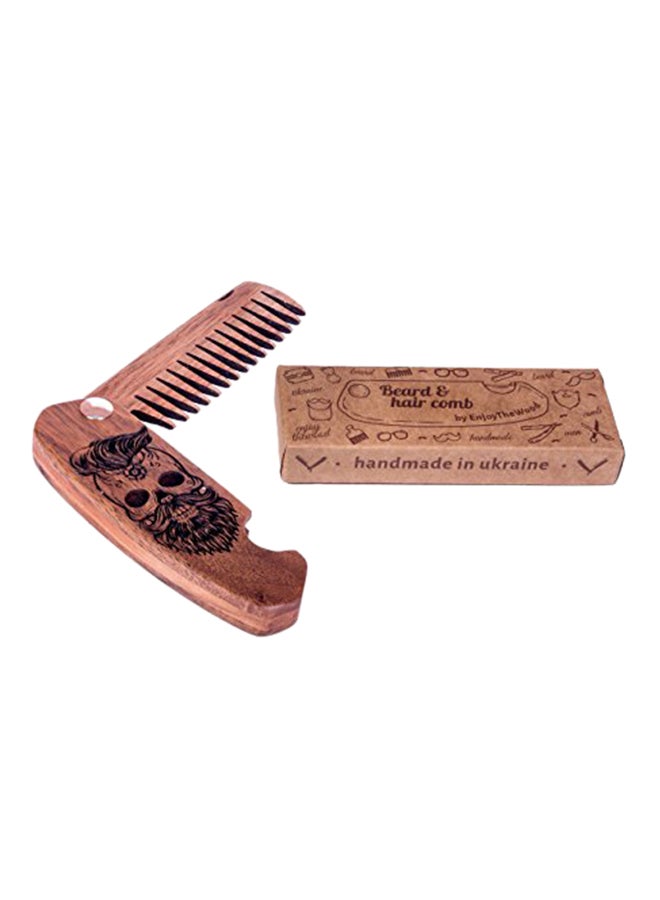 Enjoy The Wood Beard Comb Gifts for Him Wooden Comb for Men Folding Pocket for Moustache Hair Walnut Combs Husband with the Engraving (Skull)