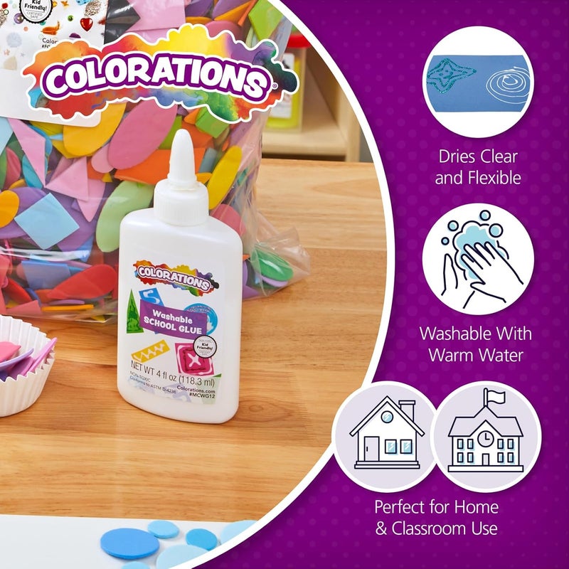 Colorations غراء مدرسي أبيض، 24 زجاجة، كل زجاجة 4 أونصات، كل مجموعة معبأة بشكل فردي، تخصيص وزخرفة للهدايا، الفنون والحرف للأطفال، حرف الأطفال - Image 4