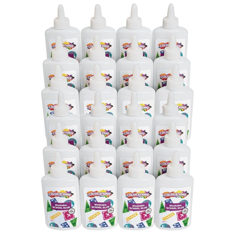 Colorations غراء مدرسي أبيض، 24 زجاجة، كل زجاجة 4 أونصات، كل مجموعة معبأة بشكل فردي، تخصيص وزخرفة للهدايا، الفنون والحرف للأطفال، حرف الأطفال - Image 1