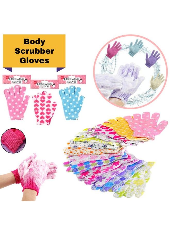 CONNECTWIDE Flower Printed Bath Body Scrubber Glove Assorted Exfoliating Shower Bath Glove Scrubber Shower Dead Skin Cell Remover Body Spa Massage Sponge Gloves Unisex 1 Pair  - Image 4