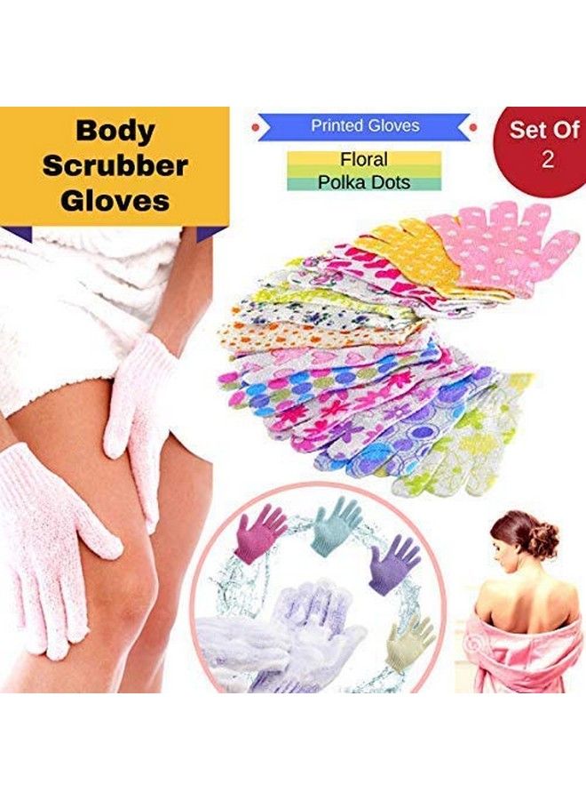 CONNECTWIDE Flower Printed Bath Body Scrubber Glove Assorted Exfoliating Shower Bath Glove Scrubber Shower Dead Skin Cell Remover Body Spa Massage Sponge Gloves Unisex 1 Pair  - Image 3