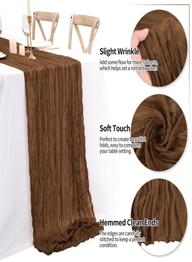 Tomeurperf 10 Pack Brown Cheesecloth Table Runner 20 x 120 Inch Rustic Gauze Boho Cheese Cloth Table Runners 10Ft for Wedding Party Bridal Shower Decoration - Image 3
