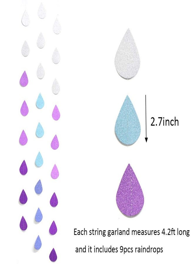 Lauthen.S Raindrop Garland, 38ft Glitter Paper Garland for Baby Shower Birthday Wedding Backdrop Party Hanging Decoration Nursery Home Ornaments Purple - Image 2