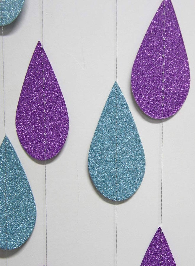 Lauthen.S Raindrop Garland, 38ft Glitter Paper Garland for Baby Shower Birthday Wedding Backdrop Party Hanging Decoration Nursery Home Ornaments Purple - Image 3