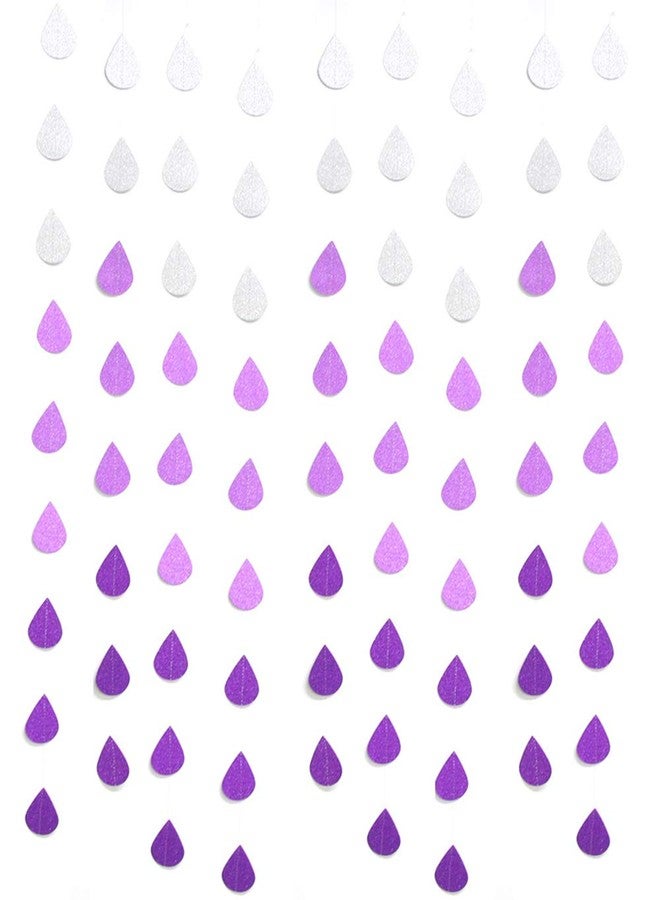 Lauthen.S Raindrop Garland, 38ft Glitter Paper Garland for Baby Shower Birthday Wedding Backdrop Party Hanging Decoration Nursery Home Ornaments Purple - Image 1