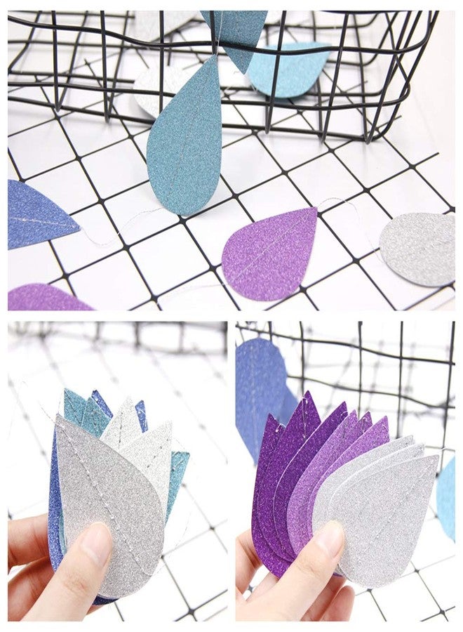 Lauthen.S Raindrop Garland, 38ft Glitter Paper Garland for Baby Shower Birthday Wedding Backdrop Party Hanging Decoration Nursery Home Ornaments Purple - Image 5