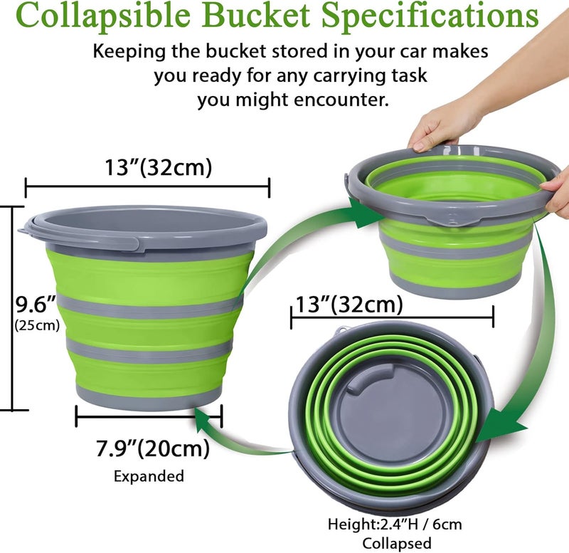 GreatCool Collapsible Bucket with 3-in-1 Car Wash Mitt, Coral Velvet + Weave + Chenille Microfiber Glove Sponge, 10L (2.6 Gallon) Portable Folding Basin Pail for Household Cleaning - Image 4