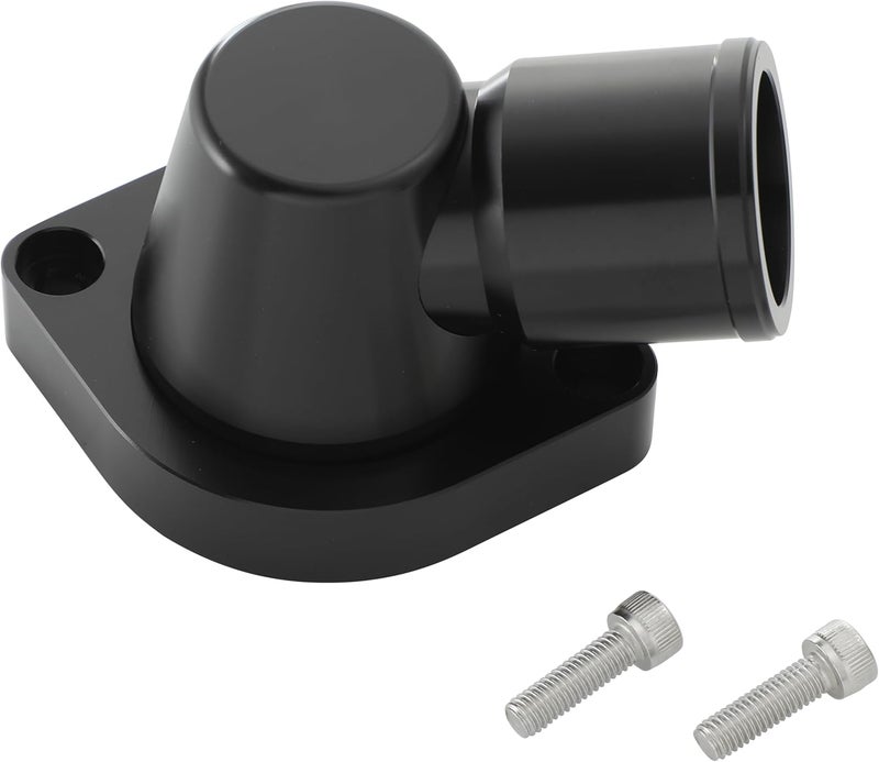 Flashpower Billet Swivel Thermostat Housing for LS Engine - 90 Degree, 1.5" - Black - Image 1