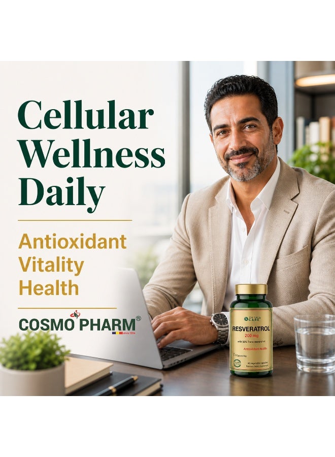 Cosmo Pharm Resveratrol 200mg with 50% Trans-Resveratrol | Antioxidant Support | 90 Vegetable Capsules - Image 4