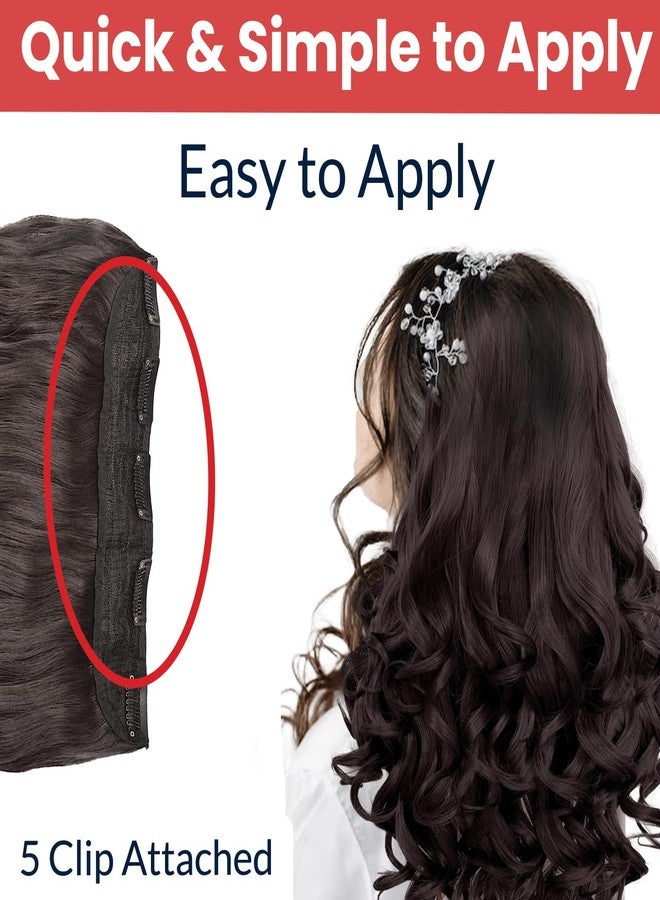 TEMPERIA Hair Extensions for Women (Premium)- 5 Clips Attached Curly/Wavy Artificial Hair Clip On Extension - False Fake Long Curl Hair Wig for Wedding - 1 Pc - Natural Brown Colour (D3) - Image 4