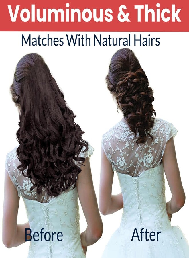 TEMPERIA Hair Extensions for Women (Premium)- 5 Clips Attached Curly/Wavy Artificial Hair Clip On Extension - False Fake Long Curl Hair Wig for Wedding - 1 Pc - Natural Brown Colour (D3) - Image 5