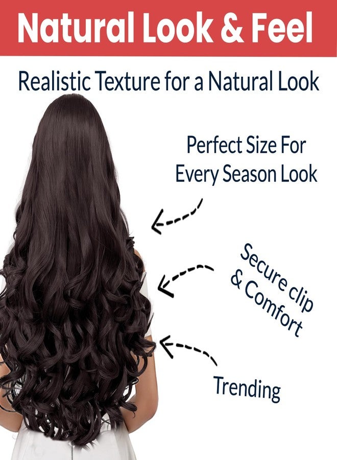 TEMPERIA Hair Extensions for Women (Premium)- 5 Clips Attached Curly/Wavy Artificial Hair Clip On Extension - False Fake Long Curl Hair Wig for Wedding - 1 Pc - Natural Brown Colour (D3) - Image 3