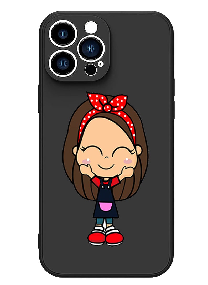 Theodor Protective Slim Fit Case Liquid Silicone Cover with Full Body Protection Anti-Scratch Shockproof Case For iPhone 12 Pro Max Black  - Girl copy  - Image 1