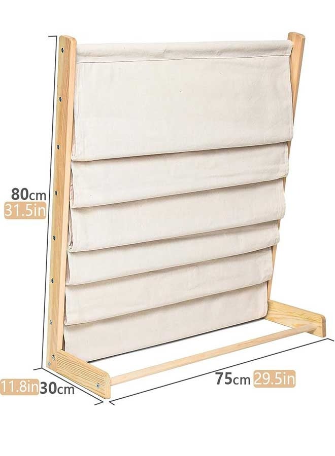 رَوَائِد رف كتب خشبي للأطفال من 7 طبقات – حامل كتب خشبي طبيعي لتنظيم الكتب والألعاب لغرفة الأطفال أو غرفة الدراسة أو غرفة اللعب - Image 4