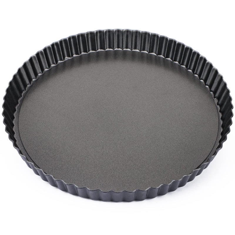 Beasea Tart Pan 10 Inch with Removable Bottom Non Stick Quiche Pan Pie Shell Fluted Edge Tart Pan Loose Base Carbon Steel Round Cooking Pan for Baking