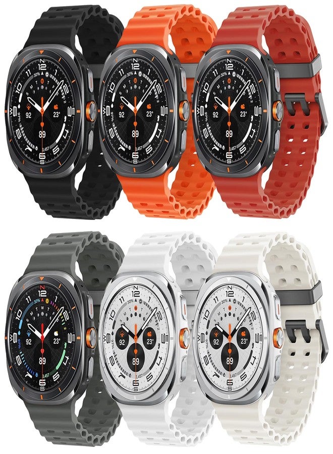 Wowstrap 6 Pack Marine Silicone Band for Samsung Galaxy Watch Ultra Bands 47mm Men/Women,Waterproof Soft Sport Strap Compatible with Samsung Watch Ultra Band for Men/Women Breathable Replacement Correa Reloj - Image 1