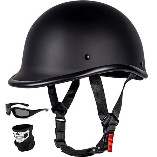 Yesmotor Vintage Motorcycle Half Helmet - Lightweight Low Profile Open-Face Half-Face Helmet – DOT Approved (Matte Black, L) - Image 1