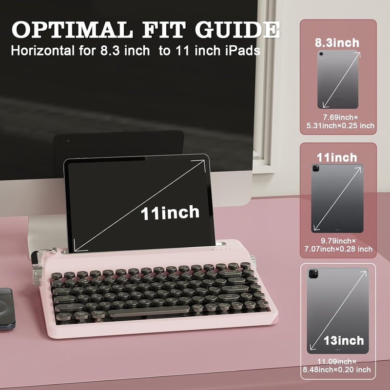 QL75 Wireless Typewriter Hot Swap Retro Mechanical Keyboard, Punk Round Keycaps, RGB Backlit QMK/VIA Programmable, Multi-Device Keyboard with 2.4GHz/Type-C/BT5.0 (Pink, Cocoa Cream V2 Switch) - Image 3