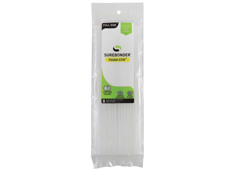 Surebonder Acrylic HighStrength Full Size 10 Tough Hot Glue Sticks for Superior Bonding to HardtoBond Surfaces 8 Pack White
