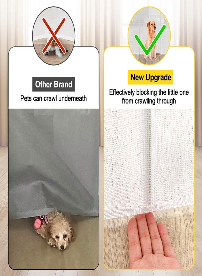 Bingguz Reinforced 42” Tall x 100” Extra Wide Retractable Baby Gate for Large Openings Tall Baby Gates for Dogs Pet Gate with Rods to Prevent Crawling Through, Extra Wide Mesh Dog Gate, White - Image 2