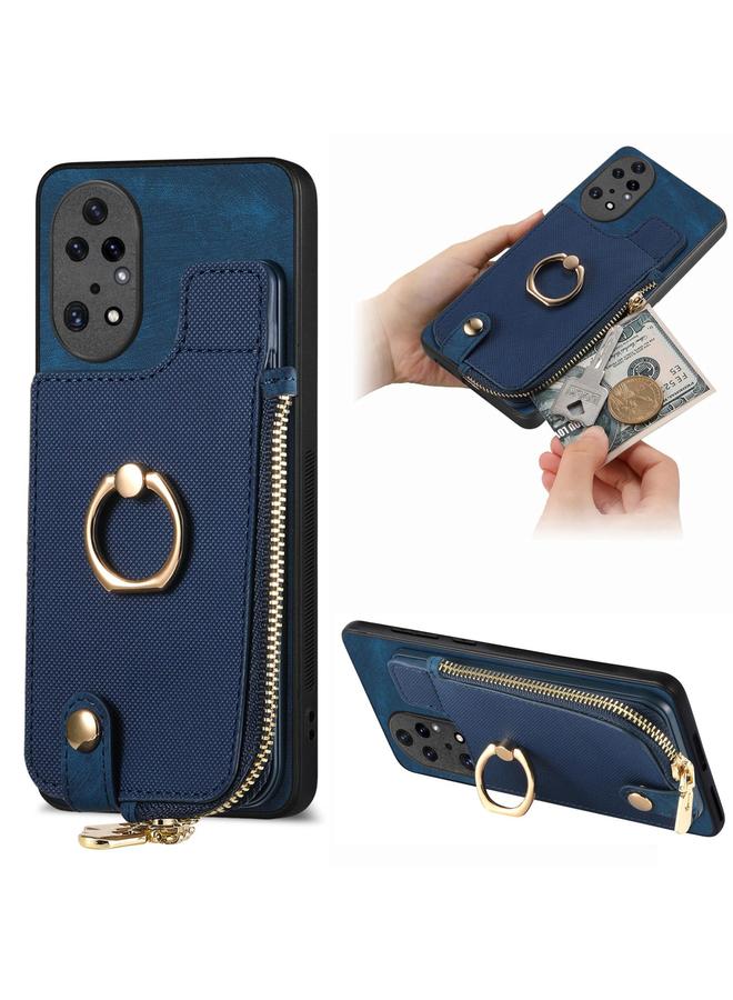 Zaboon Case For Huawei P50 Pro Cross Leather Ring Vertical Zipper Wallet Back Phone Case - Image 1