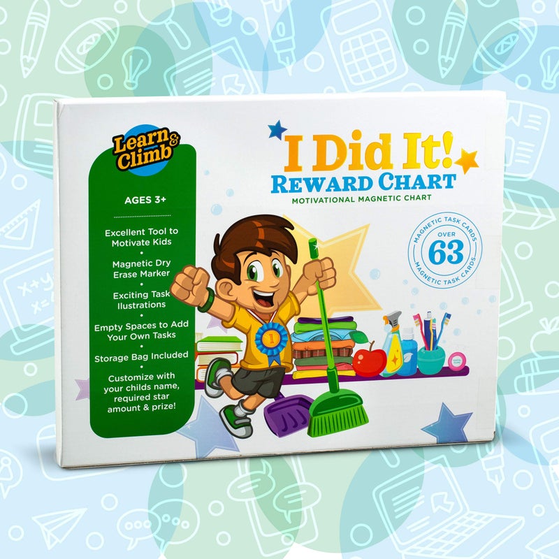 Learn & Climb Kids Behavior Reward Chart - 63 Chores as Potty Train, & More. “Thick Magnetic” Responsibility Chart Board/Tasks-for Multiple Kids - Image 3