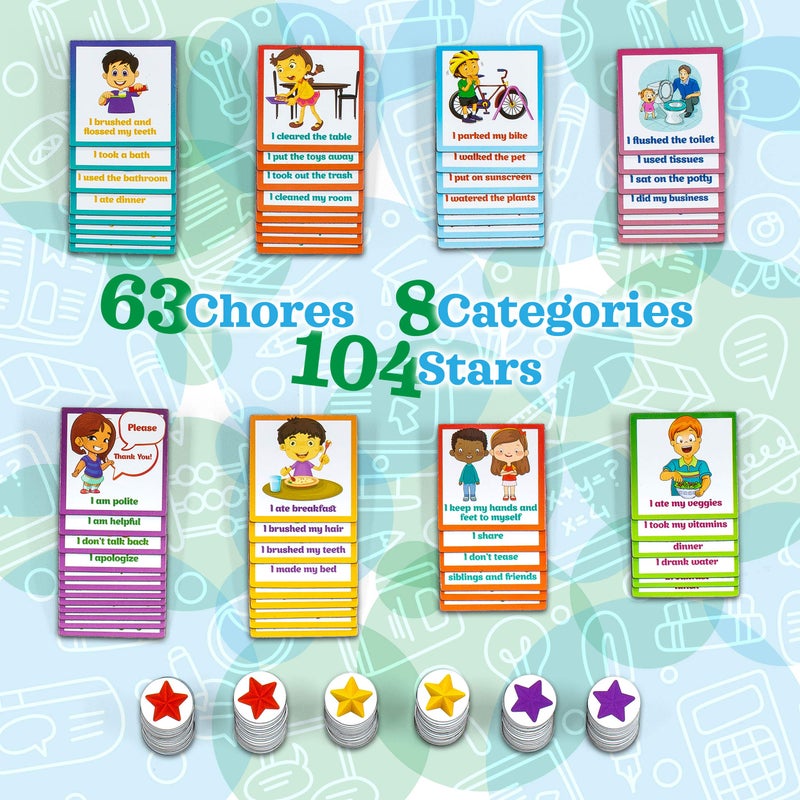 Learn & Climb Kids Behavior Reward Chart - 63 Chores as Potty Train, & More. “Thick Magnetic” Responsibility Chart Board/Tasks-for Multiple Kids - Image 4